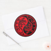 Sticker Rond Lizards Yin Yang rouges et noirs (Enveloppe)