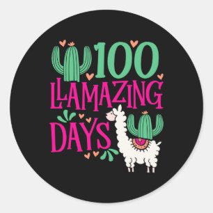 Sticker Rond Llama 100 Jours De Flamazing De L'École - Filles M