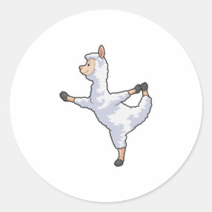 Sticker Rond Llama at yoga