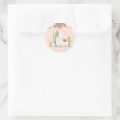Sticker Rond Llama Baby shower Alpaca Fiesta Mexicaine Cactus (Sac)