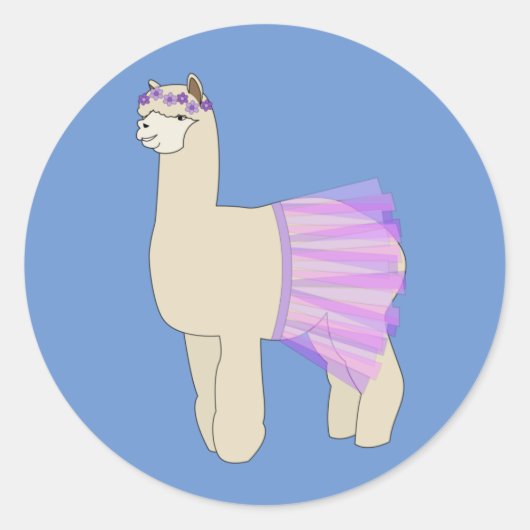 Sticker Rond Llama Ballerine illusima Bleu (Devant)