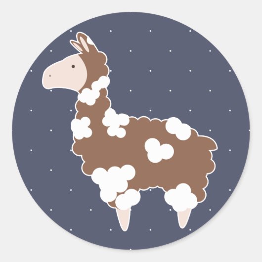 Sticker Rond Llama blanche et Brown tachetée (Devant)