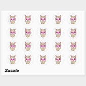 Sticker Rond Llama Cute Avec Verres Dessin (Feuille)