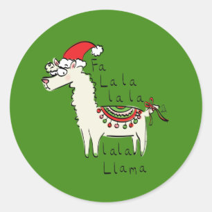 Sticker Rond Llama Cute Drôle Noël Vacances