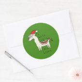 Sticker Rond Llama Cute Drôle Noël Vacances (Enveloppe)