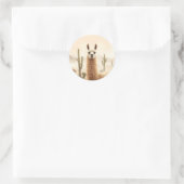 Sticker Rond Llama de sable doux avec courant de cactus (Sac)