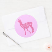 Sticker Rond Llama Drama Rose (Enveloppe)