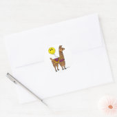 Sticker Rond Llama drôle avec un smiley visage ballon dessin (Enveloppe)