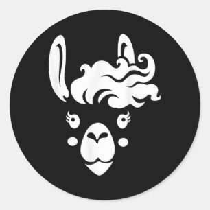 Sticker Rond Llama Face Eyelashes Costume Halloween Coiffure
