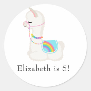 Sticker Rond Llama fête d'anniversaire