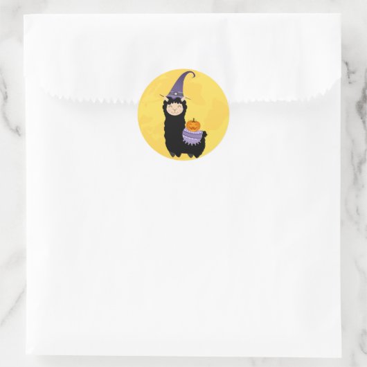 Sticker Rond Llama noire d'Halloween (Sac)