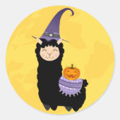 Sticker Rond Llama noire d'Halloween (Devant)