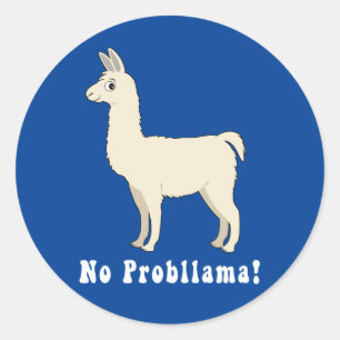 Sticker Rond Llama : "Pas de problème !"