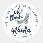 Sticker Rond Llama Polka Dot Typographie Oh Llama Mama Douche (Devant)
