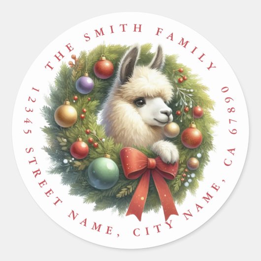 Sticker Rond Llama Return Address Labels (Devant)