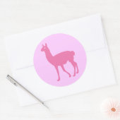 Sticker Rond Llama rose (Enveloppe)