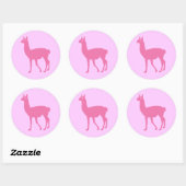 Sticker Rond Llama rose (Feuille)