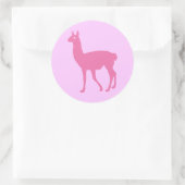 Sticker Rond Llama rose (Sac)