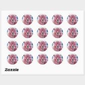 Sticker Rond Llama rose glamour - Icône mode hiver (Feuille)