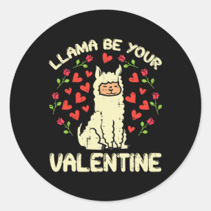 Sticker Rond Llama Soyez Votre Saint-Valentin Mignon Alpaga Hom