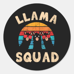 Sticker Rond Llama Squad Llama