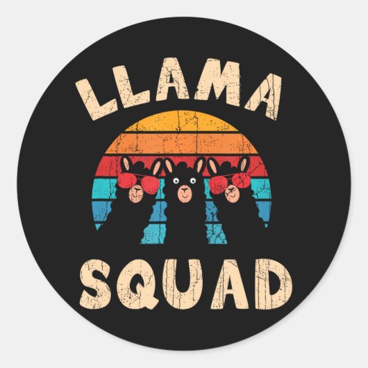 Sticker Rond Llama Squad Llama (Devant)
