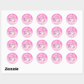 Sticker Rond Llama Unicorn - Rose - Merci (Feuille)