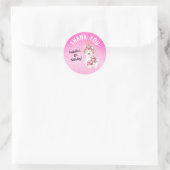 Sticker Rond Llama Unicorn - Rose - Merci (Sac)