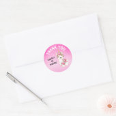 Sticker Rond Llama Unicorn - Rose - Merci (Enveloppe)