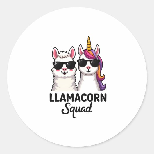 Sticker Rond Llamacorn Squad Funny Unicorn Llama Squad Christma (Devant)