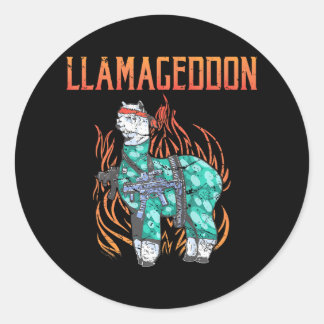 Sticker Rond Llamageddon Alpaca Llama Lover