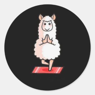 Sticker Rond Llamaste Lama Alapaca Yoga Exercice Fitness Gym Wo