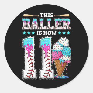 Sticker Rond Ller Est Maintenant 11 Ans Crème Glace Drip 11ème