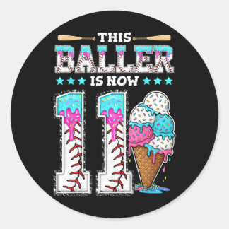 Sticker Rond Ller Est Maintenant 11 Ans Crème Glace Drip 11ème 
