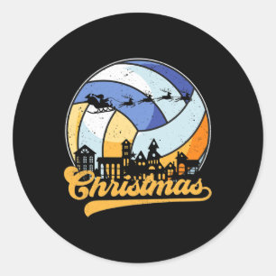 Sticker Rond Lmko Volleyball de Noël Pyjama Joyeux Volley de No