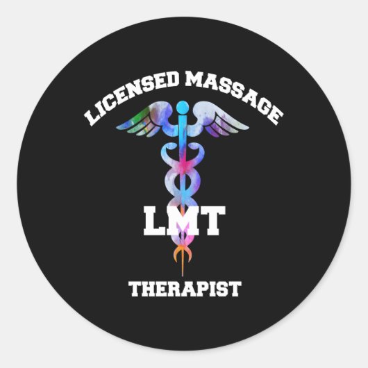 Sticker Rond Lmt Massage Therapist Caduceus (Devant)