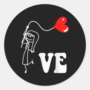Sticker Rond Lo Ve Love Heart Happy Valentines Day Correspondan