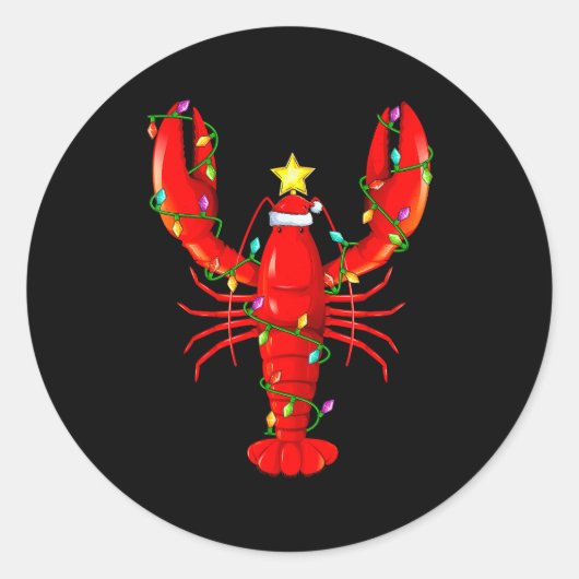 Sticker Rond Lobster Lighting Xmas Tree Matching Lobster Christ (Devant)
