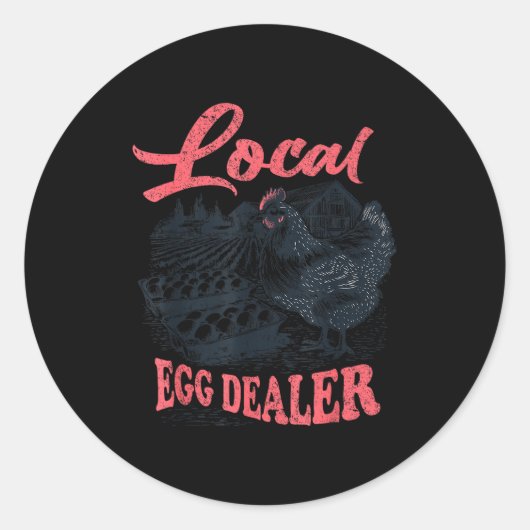 Sticker Rond Local Egg Er Retro Chicken Funny Farmer Easter Adu (Devant)