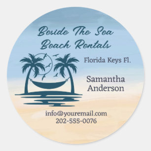 Sticker Rond Location Vacances Plage Palm Tree