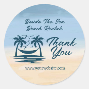 Sticker Rond Location Vacances Plage Palm Tree Merci