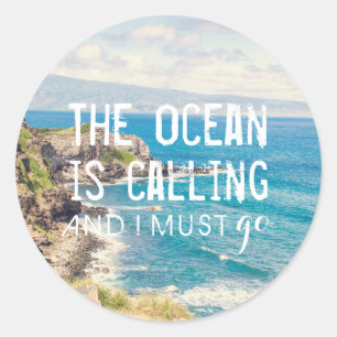 Sticker Rond L'océan est en train d'appeler - Maui Coast   Stic