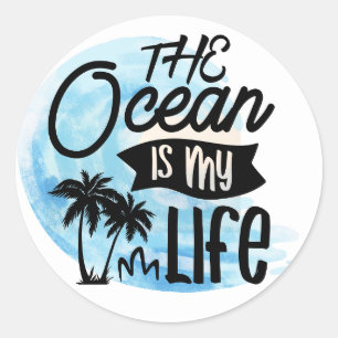 Sticker Rond L'océan est ma vie