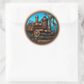 Sticker Rond Locomotive de train Steampunk #2 (Sac)