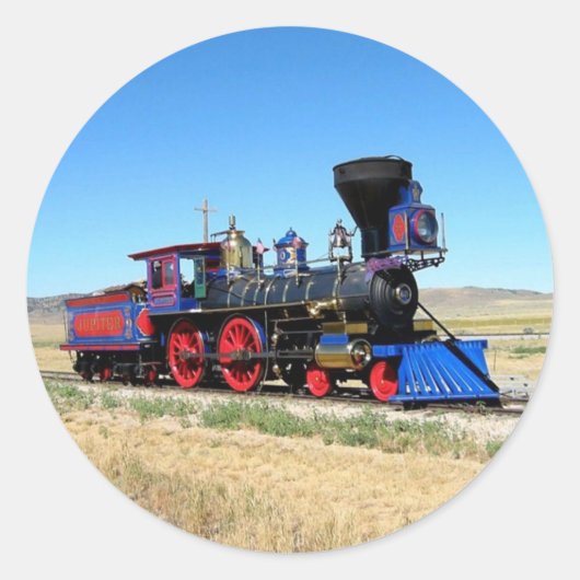 Sticker Rond Locomotive Steam Engine Train Photo (Devant)