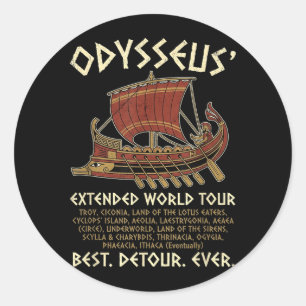 Sticker Rond L'Odyssée Odysseus World Tour Mythologie Grecque