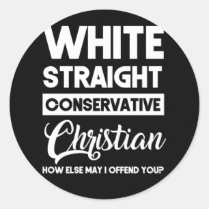 Sticker Rond L'offensive chrétienne conservatrice droite blanc