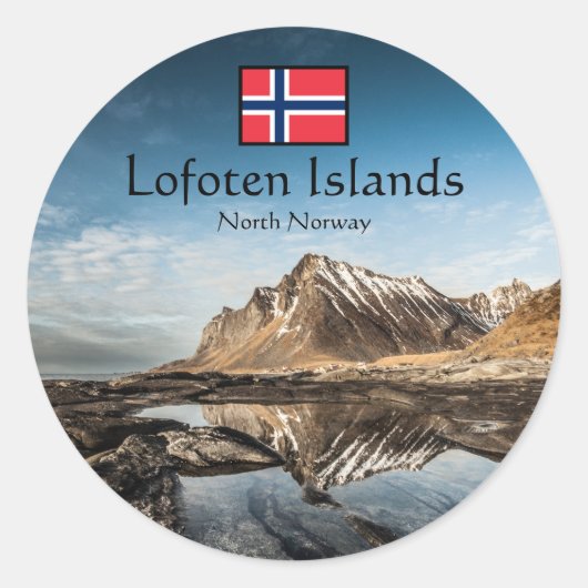 Sticker Rond Lofoten Norvège du Nord (Devant)