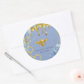 Sticker Rond logo abeille et bleu hydrangea (Enveloppe)