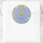 Sticker Rond logo abeille et bleu hydrangea (Sac)